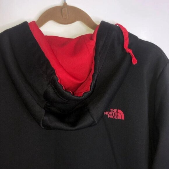 The North Face Hoodie Men’s M Black Red Logo Pouch Drawstring Hood Fleece Lining - Picture 8 of 10